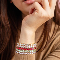 Pink Crystal Heart Stretch Bracelet