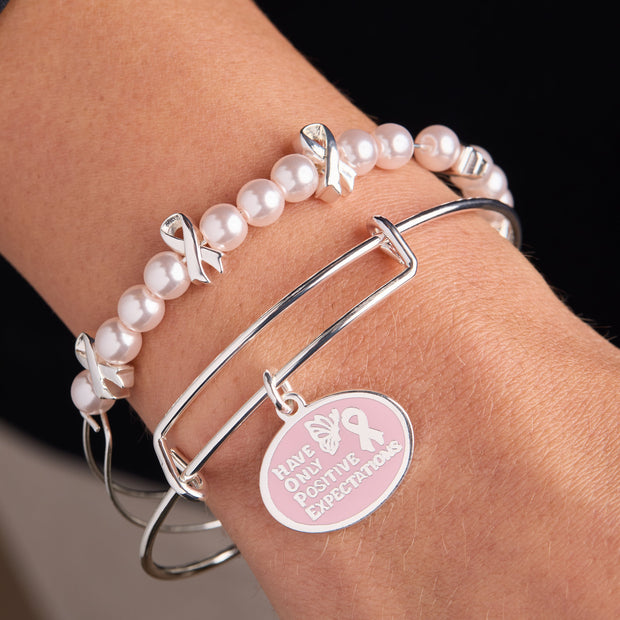 'HOPE' Breast Cancer Awareness Charm Bangle Set of 2