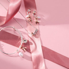 'Hope' Breast Cancer Awareness Pink Ribbon Necklace