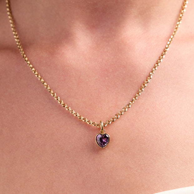 February 'Clarity' Heart Birthstone Charm