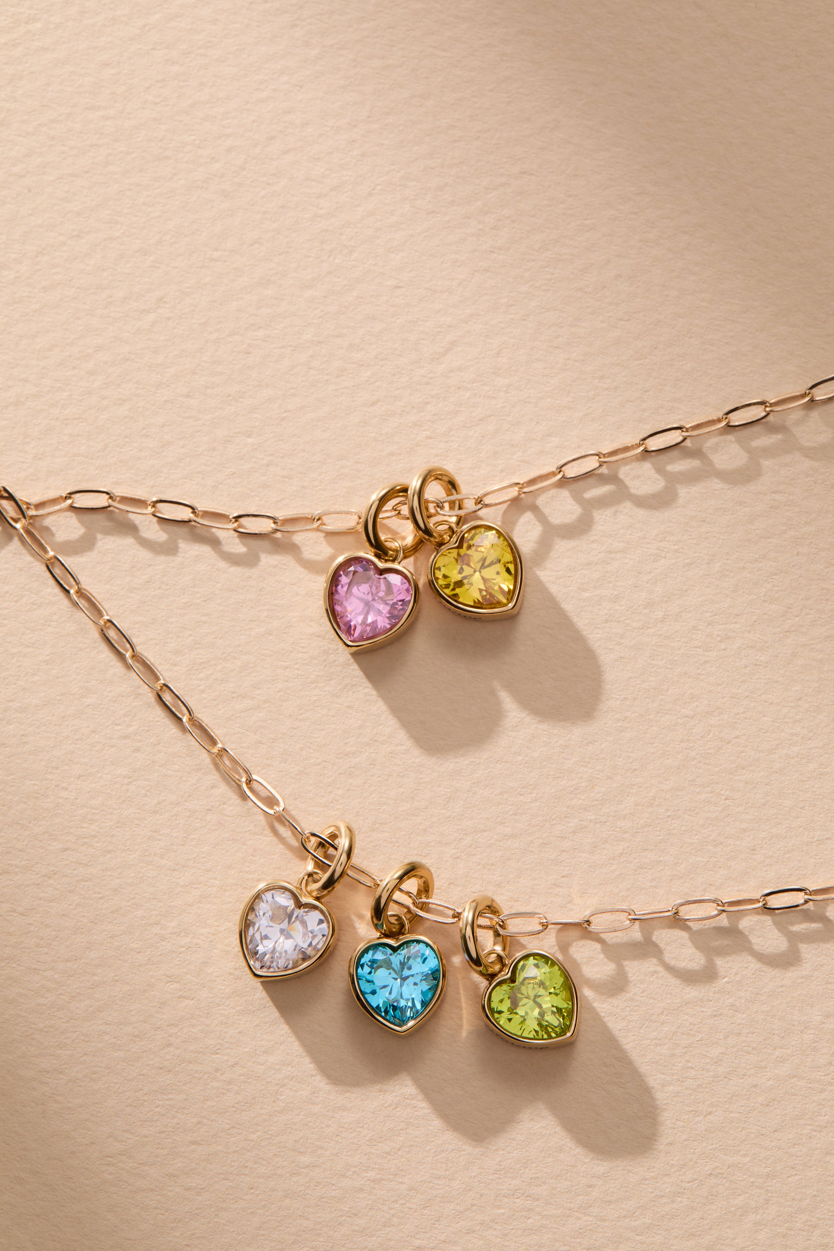 October 'Serenity' Heart Birthstone Charm