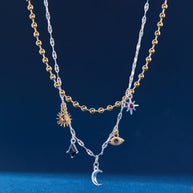 Moon Magic 2 Row Charm Necklace