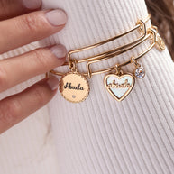 Abuela Mother of Pearl Heart Charm Bangle
