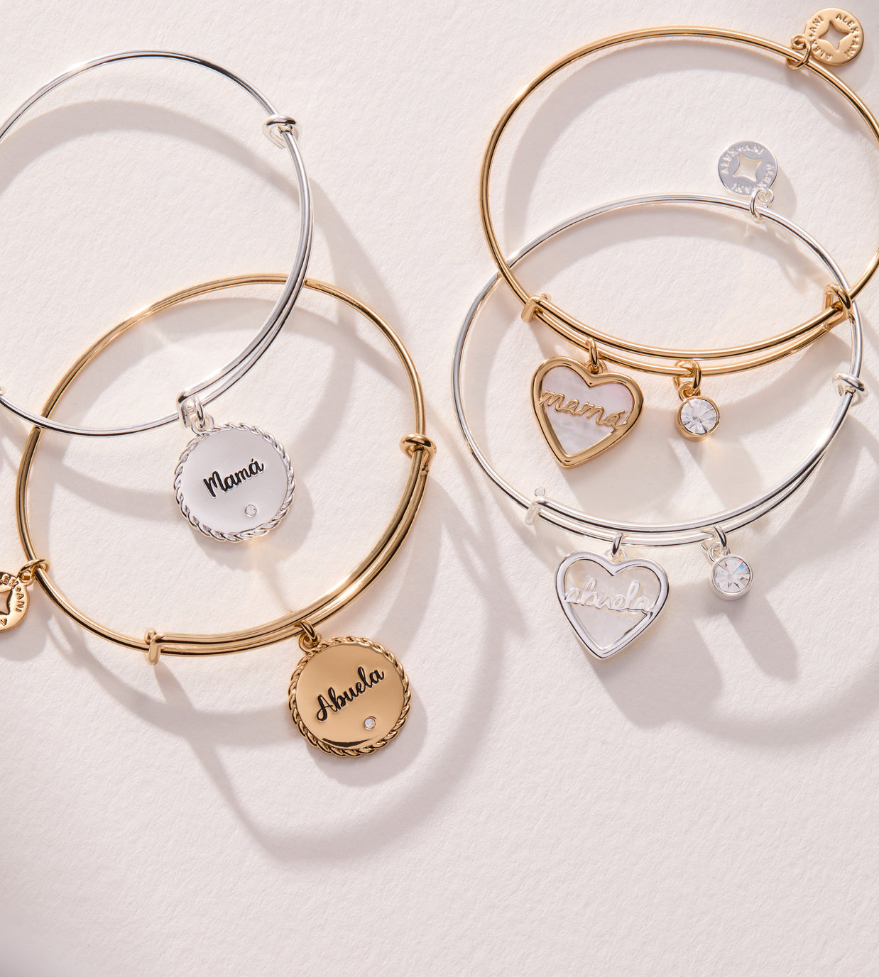 Abuela Mother of Pearl Heart Charm Bangle