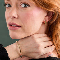 Gold Beaded Huggie Hoop Earring