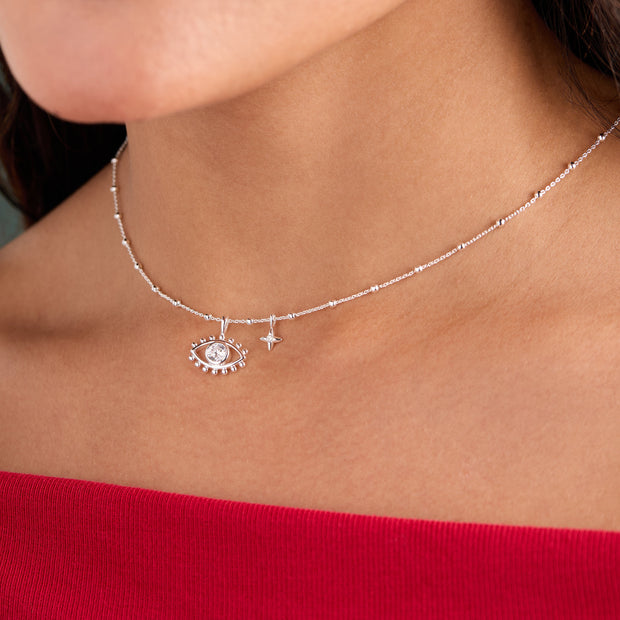 Evil Eye Duo Charm Necklace