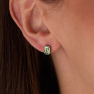 August Emerald-Cut Birthstone Stud Earrings