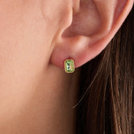 August Emerald-Cut Birthstone Stud Earrings
