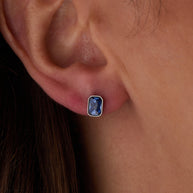 September Emerald-Cut Birthstone Stud Earrings