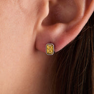 November Emerald-Cut Birthstone Stud Earrings