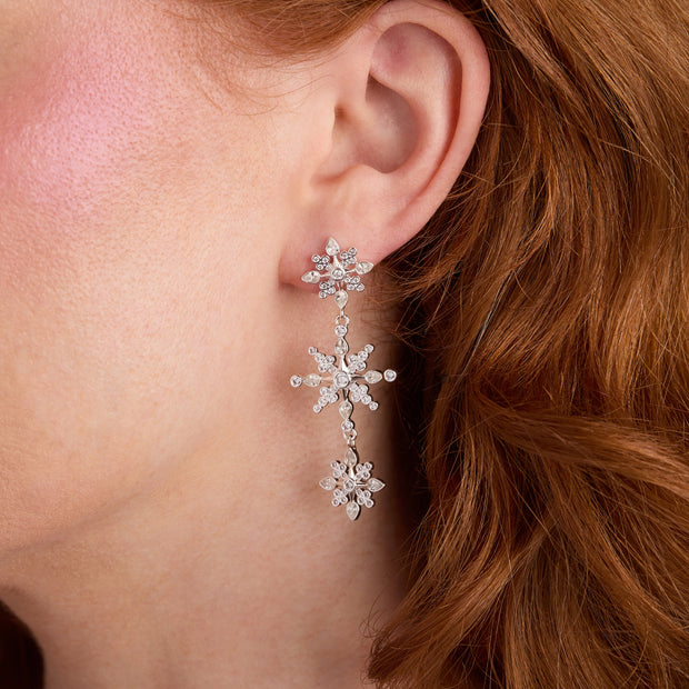 Crystal Snowflake Linear Earrings