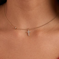 Cross Delicate Pave Crystal Pendant Necklace