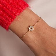 Star of David Delicate Pave Beaded Chain Bracelet