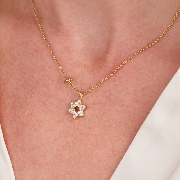 Star of David Delicate Pave Crystal Pendant Necklace