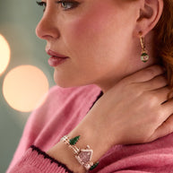 Crystal Bow & Ornament Twisted Hoop Earrings