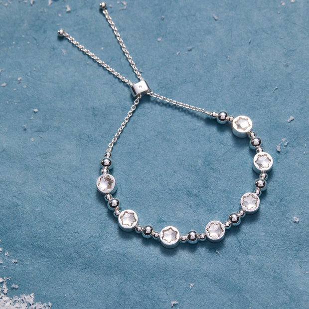 Crystal Snowflake Beaded Bolo Bracelet