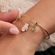 Winter Wonderland Mitten and Snowflake Charm Bangle