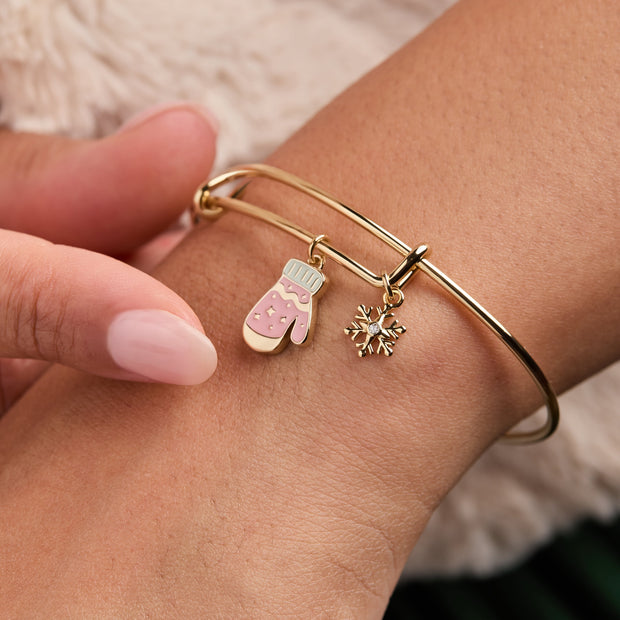 Winter Wonderland Mitten and Snowflake Charm Bangle