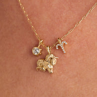 Aries Zodiac Charm Cluster Necklace