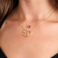 Libra Zodiac Charm Cluster Necklace
