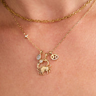 Cancer Zodiac Charm Cluster Necklace