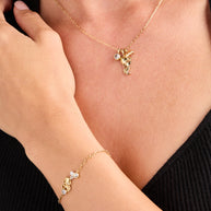 Aquarius Zodiac Charm Cluster Necklace