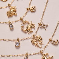 Cancer Zodiac Charm Cluster Necklace