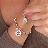 Paw Print Bangle & Pet Collar Charm Set of 2