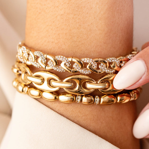 Pave Curb Chain Stretch Bracelet