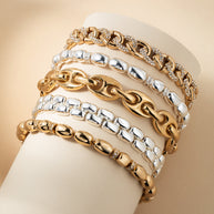 Pave Curb Chain Stretch Bracelet