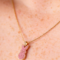 PEEPS® Pink Crystal Bunny Pendant Necklace