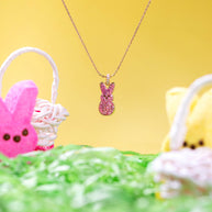PEEPS® Pink Crystal Bunny Pendant Necklace