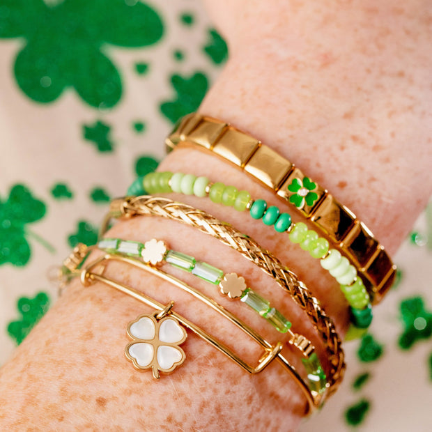 Lucky Four-Leaf Clover Stretch Bracelet