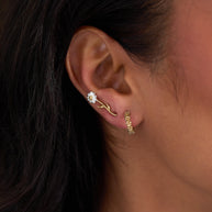 Daisy Flower Stud and Huggie Hoop Earring Set of 3