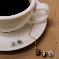 Coffee Bean 'Happiness, Wealth, Health' Engraved Pendant Necklace