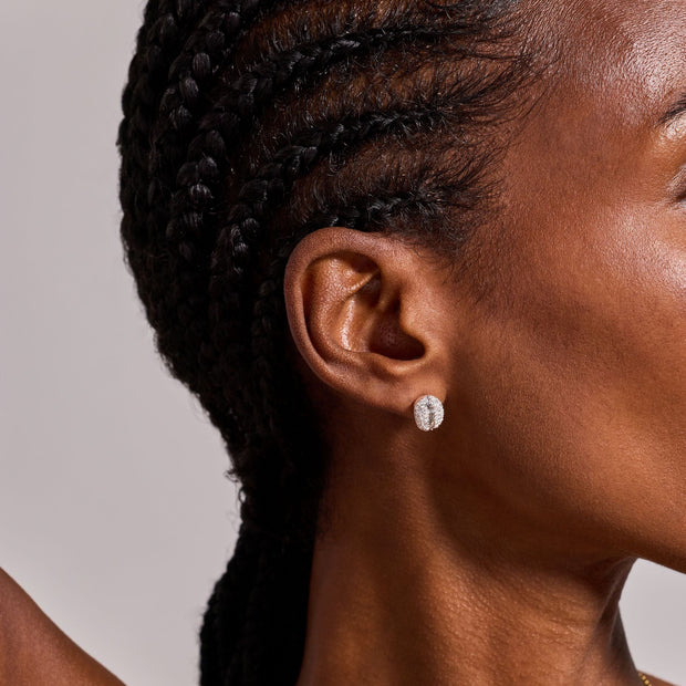 Coffee Bean Pave Crystal Stud Earrings