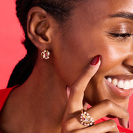 Puffy Heart Gemstone And Pearl Statement Ring