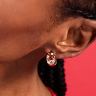 Gemstone Puffy Huggie Hoop Earrings