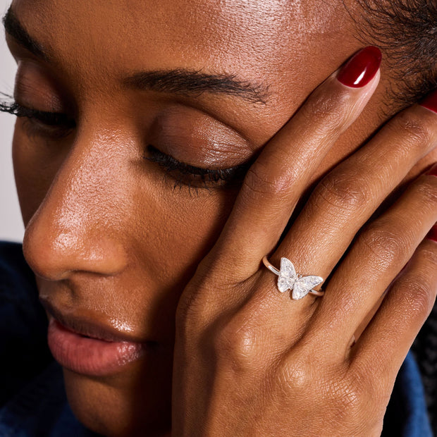 Glass Butterfly Statement Ring