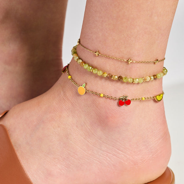 Green Ombre Semi-Precious Beaded Anklet