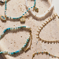 Turquoise Enameled Chain Coin Station Anklet