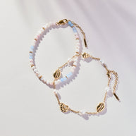 Seashell & Pearl Inline Charm Anklet