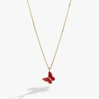 Pink Enamel Butterfly Necklace