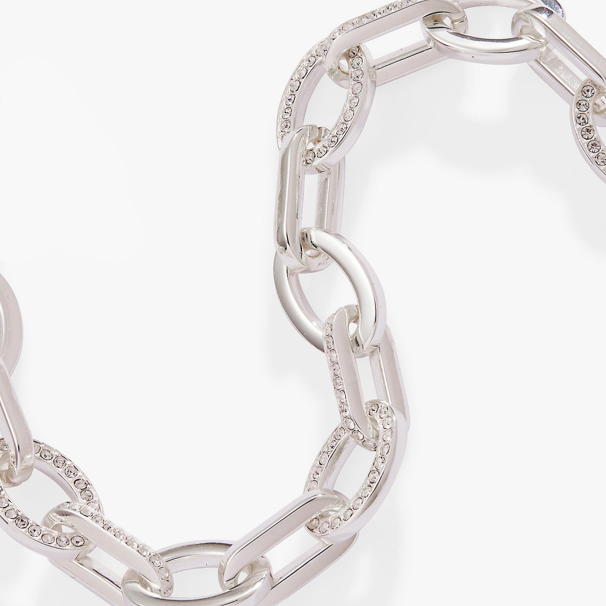 Oval Link Crystal Chain Toggle Bracelet
