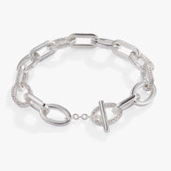 Oval Link Crystal Chain Toggle Bracelet