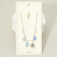 Octopus Sea Glass Pearl Charm Station Anklet