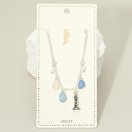 Lighthouse Sea Glass Pearl Charm Station Anklet