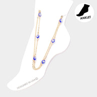 Evil Eye Station Double Layered Anklet