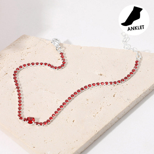 Rhinestone Cluster Evening Anklet