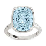 Sterling Silver Elongated Cushion Aquamarine CZ Cocktail Ring